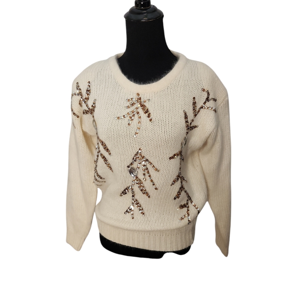 Vintage Ann Katrine Angora and Lambswool Soft Cozy Holiday Sweater Size Small